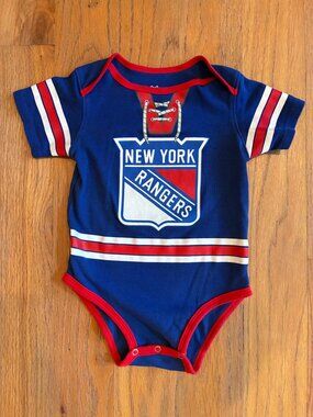 NHL New York Rangers Baby 18M Blue Hockey Jersey Bodysuit Cotton